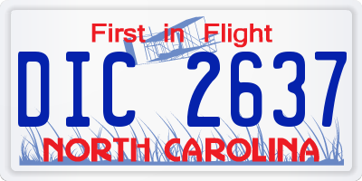 NC license plate DIC2637