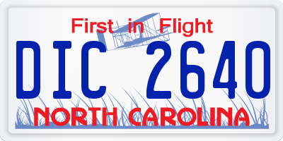 NC license plate DIC2640