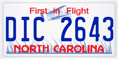 NC license plate DIC2643