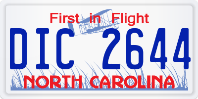 NC license plate DIC2644