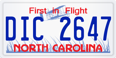 NC license plate DIC2647