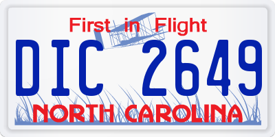 NC license plate DIC2649