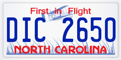 NC license plate DIC2650