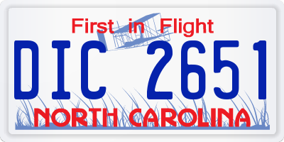 NC license plate DIC2651