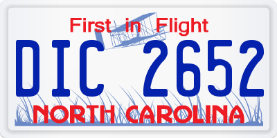 NC license plate DIC2652