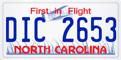 NC license plate DIC2653