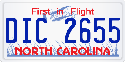 NC license plate DIC2655