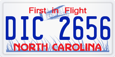 NC license plate DIC2656
