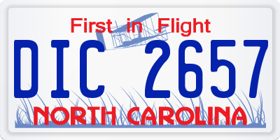 NC license plate DIC2657