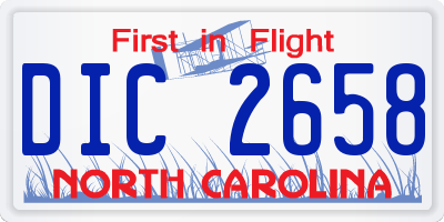 NC license plate DIC2658