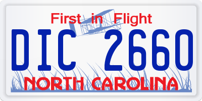 NC license plate DIC2660