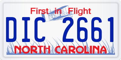 NC license plate DIC2661