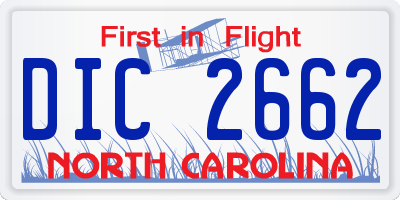 NC license plate DIC2662
