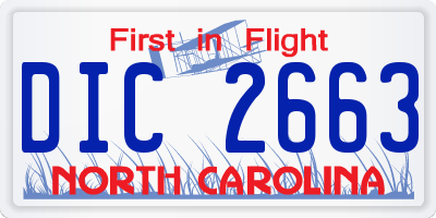NC license plate DIC2663