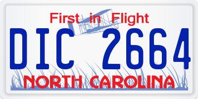NC license plate DIC2664