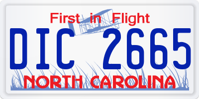 NC license plate DIC2665
