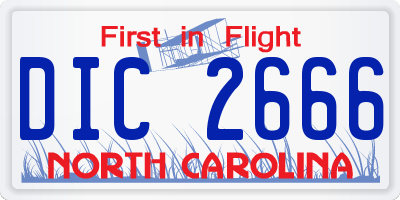 NC license plate DIC2666