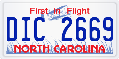 NC license plate DIC2669
