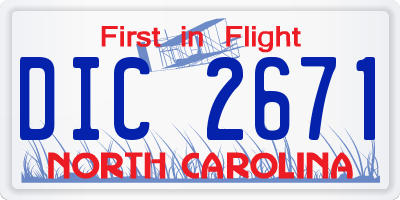 NC license plate DIC2671