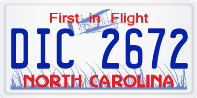 NC license plate DIC2672