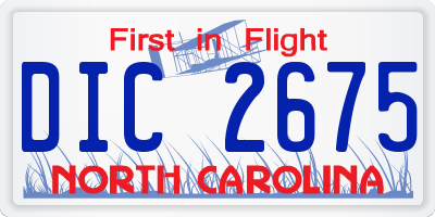 NC license plate DIC2675