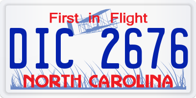 NC license plate DIC2676