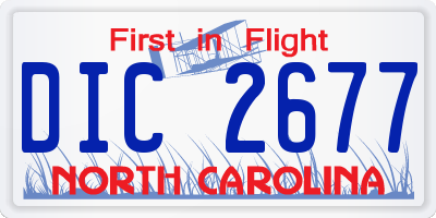 NC license plate DIC2677