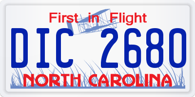 NC license plate DIC2680