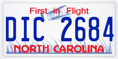 NC license plate DIC2684