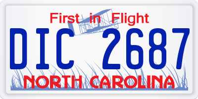NC license plate DIC2687