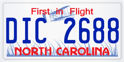 NC license plate DIC2688