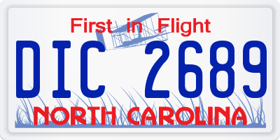 NC license plate DIC2689