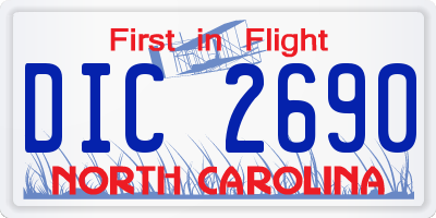 NC license plate DIC2690
