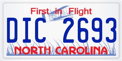 NC license plate DIC2693