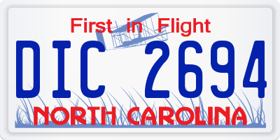 NC license plate DIC2694