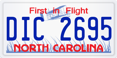 NC license plate DIC2695