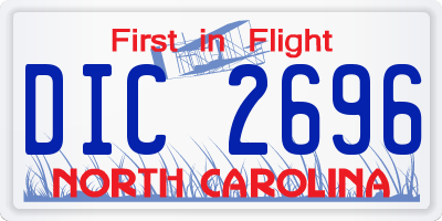 NC license plate DIC2696