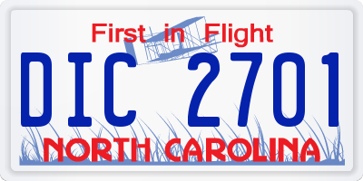 NC license plate DIC2701