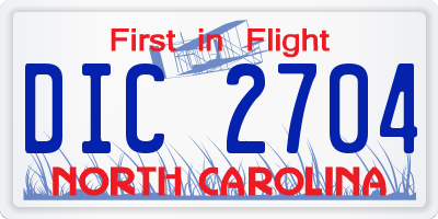 NC license plate DIC2704