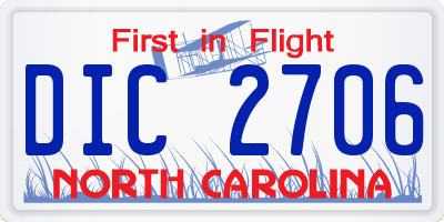 NC license plate DIC2706