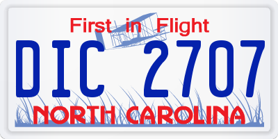 NC license plate DIC2707