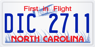 NC license plate DIC2711