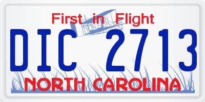 NC license plate DIC2713