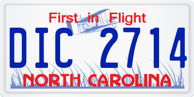 NC license plate DIC2714