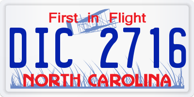 NC license plate DIC2716