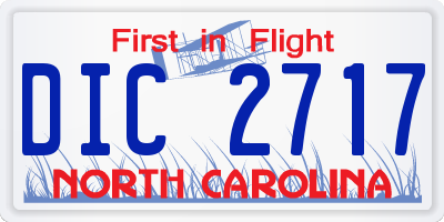 NC license plate DIC2717
