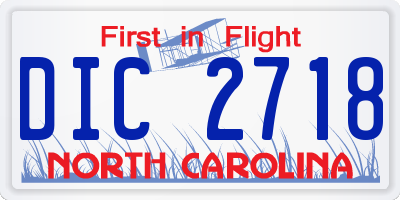 NC license plate DIC2718