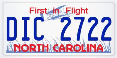 NC license plate DIC2722