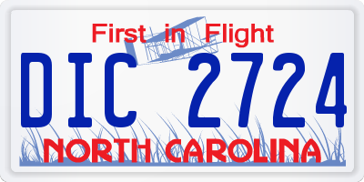 NC license plate DIC2724