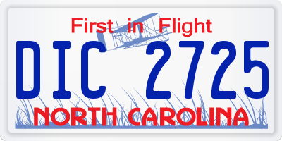 NC license plate DIC2725